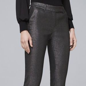 NWOT WHBM Silver Metallic Jacquard Slim Ankle Pant